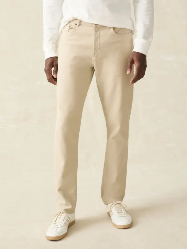 Stretch Terry 5-Pocket Pant - Stone sold by Faherty