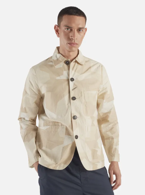Universal Works Bakers Jacket in Sand Swedish Camo sold by Universal Works