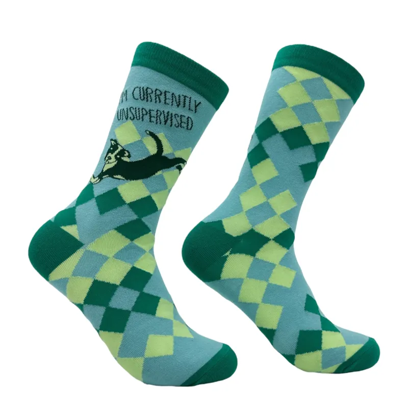 Women's Im Currently Unsupervised Socks sold by Crazy Dog T-Shirts