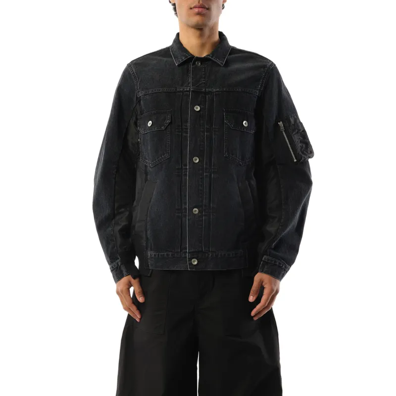 Denim Nylon Twill Jacket in Black sold by MARAIS