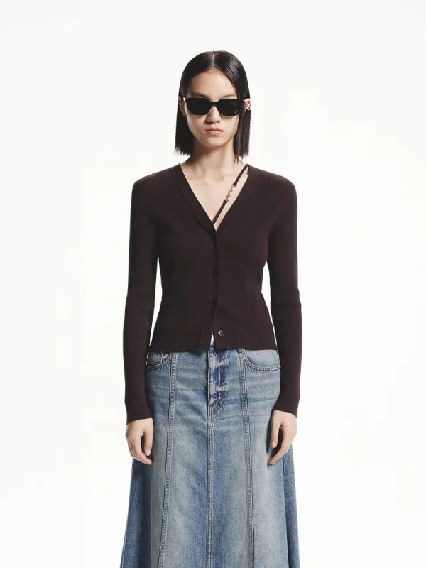 V-neck Tie Knitted Cardigan sold by Mo&Co