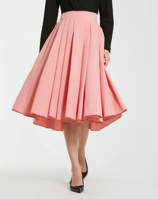 The Bubbly Pink Faille High Waisted Midi Full Circle Skirt
