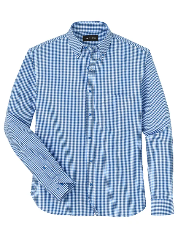 Cotton Gingham Casual Shirt - Blue sold by Paul Fredrick