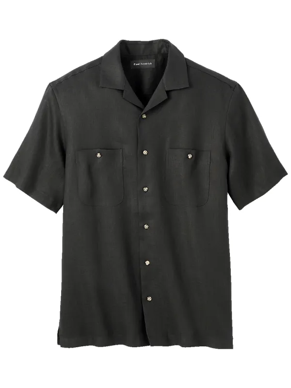 Linen Solid Casual Shirt - Black sold by Paul Fredrick