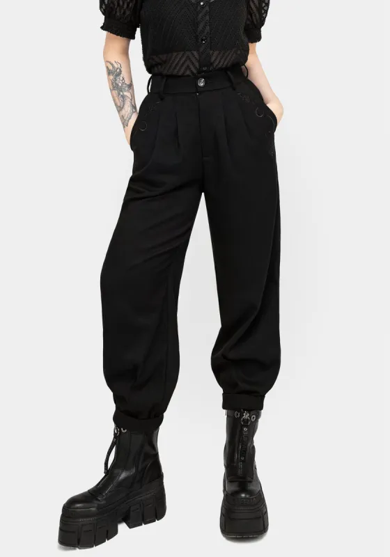 Dianne Embroidered Balloon Trousers - Black sold by Disturbia