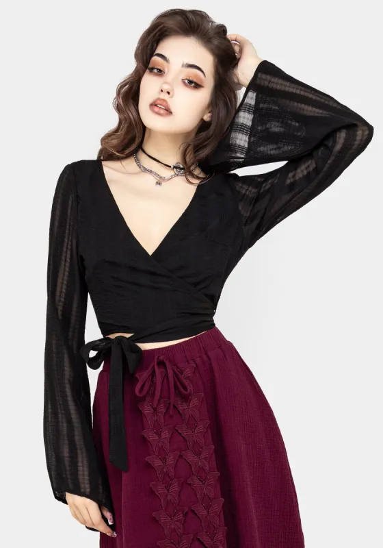 Nixie Flare Sleeve Wrap Top sold by Disturbia