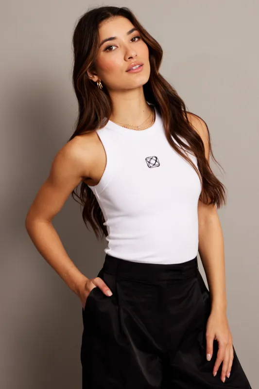 White Rib Tank Sleeveless sold by Ally Fashion
