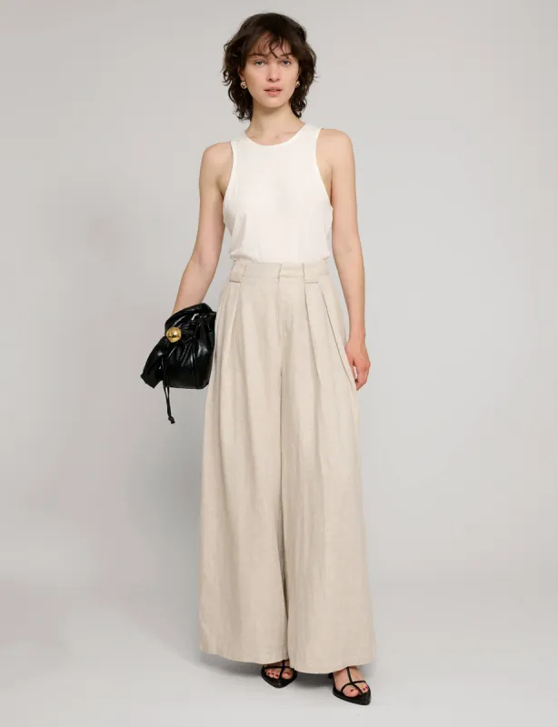 Oat Linen Wide Leg Pants sold by Pixie Market