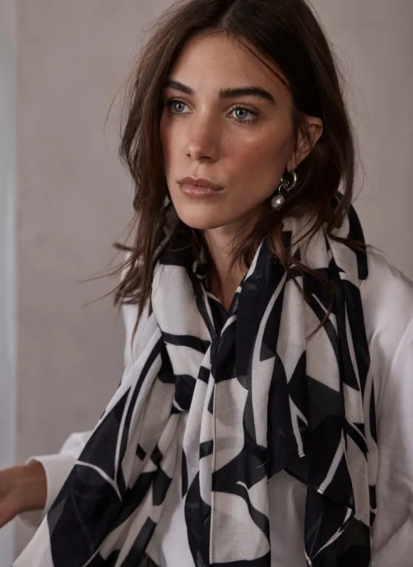 Black Print Lightweight Scarf sold by Mint Velvet