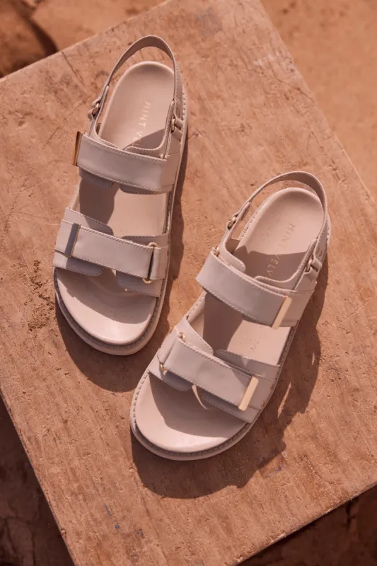 Taupe Leather Chunky Sandals | Parallel