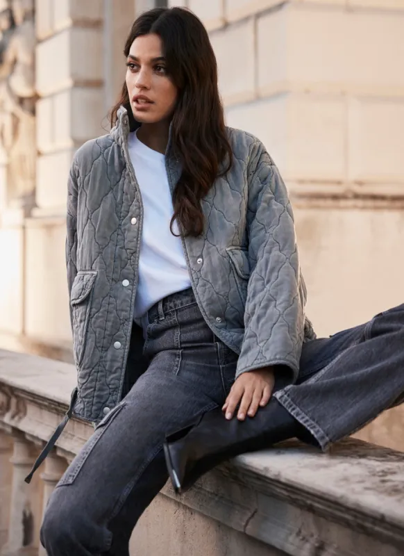 Washed Grey Quilted Jacket | Parallel