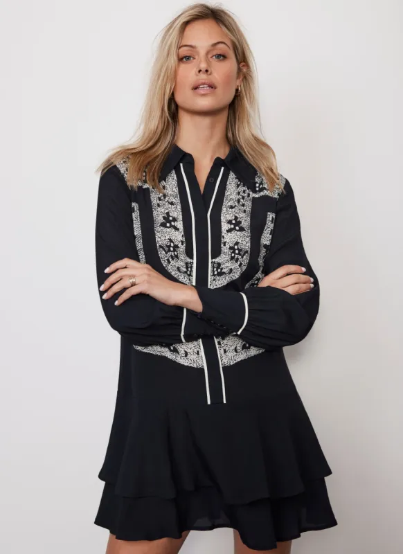 Black Lace Print Mini Dress sold by Mint Velvet