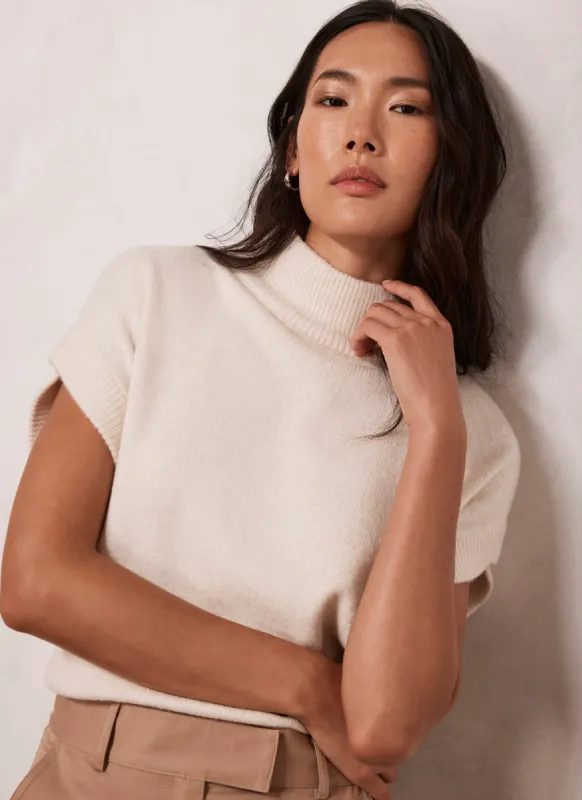 White Wool Blend Sleeveless Top sold by Mint Velvet