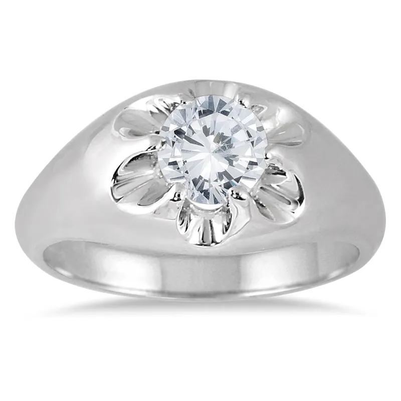AGS Certified 1 Carat Men's Diamond Solitaire Ring in 10K White Gold (J-K Color, I2-I3 Clarity) sold by Zulily
