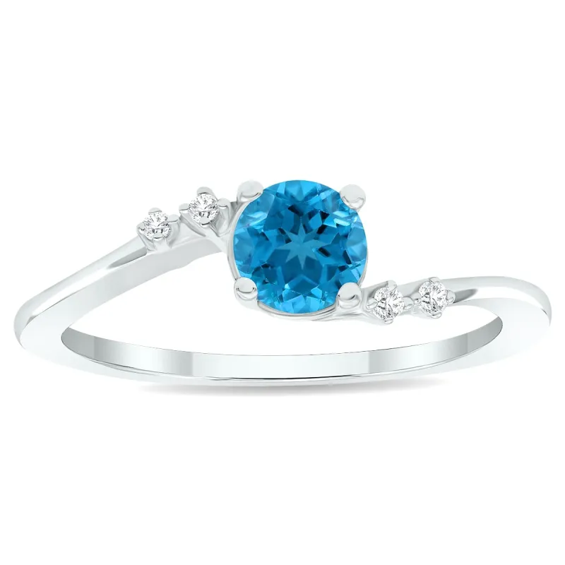 Women's Blue Topaz and Diamond Tierra Ring in 10K White Gold sold by Zulily