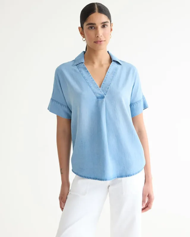 Short-Sleeve Tencel Blouse with Shirt Collar sold by Reitmans