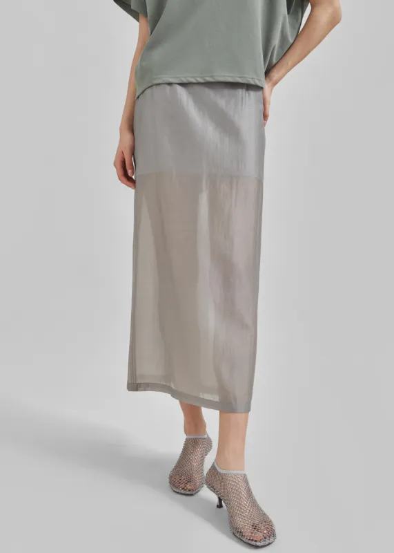 Lenore Semi Sheer Midi Skirt - Grey | Parallel