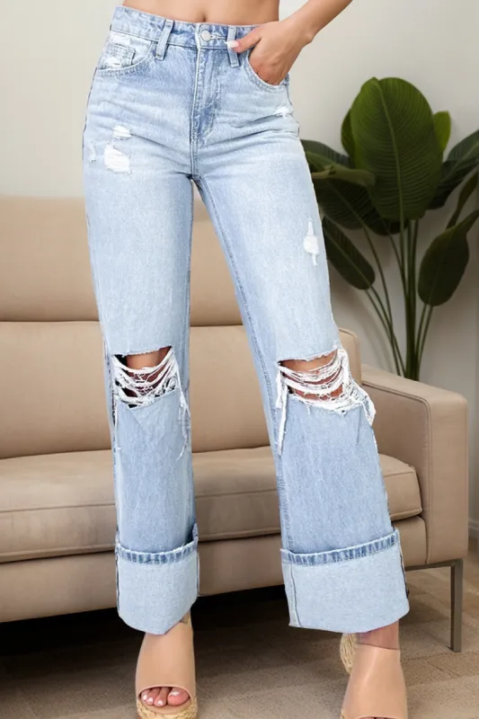 Distressed High Waist Jeans with Pockets sold by Charming Charlie