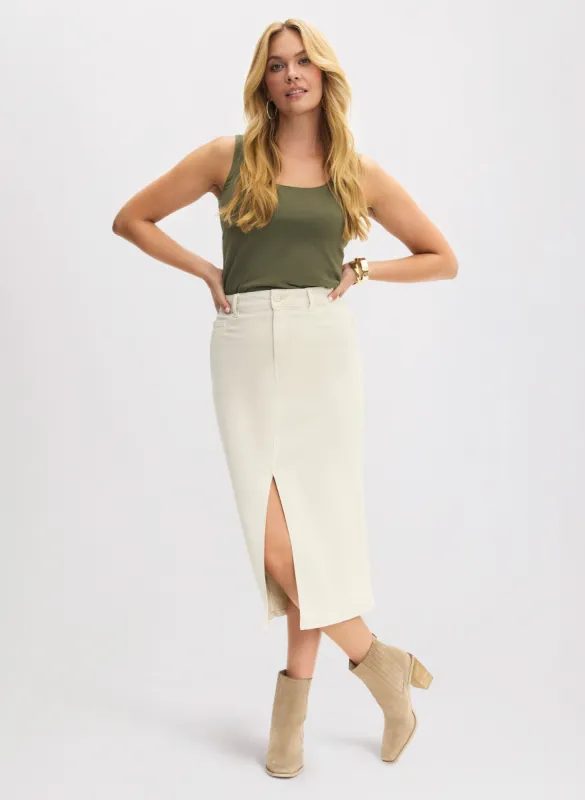 Square Neck Tank Top & Denim Skirt sold by Laura
