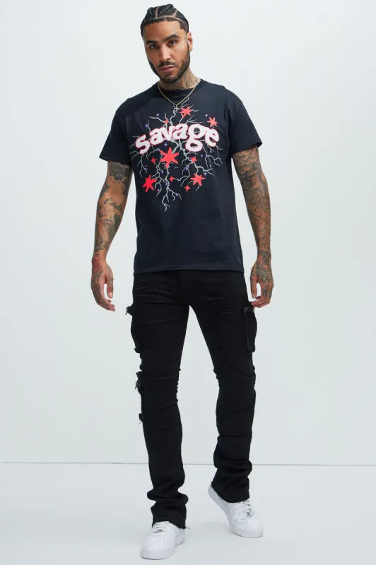 Find Out Cargo Flare Jeans - Black sold by Fashion Nova