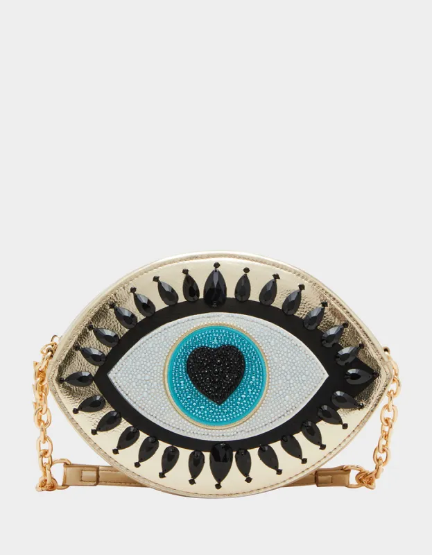 KITSCH THE EYES HAVE IT CROSSBODY GOLD sold by Betsey Johnson