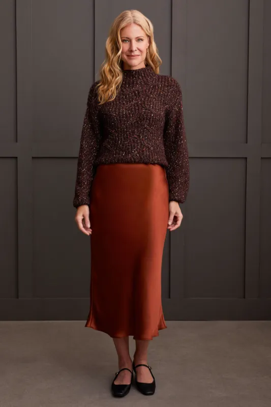 Pull-On Midi Skirt With Elastic Waist-Marsala sold by Tribal