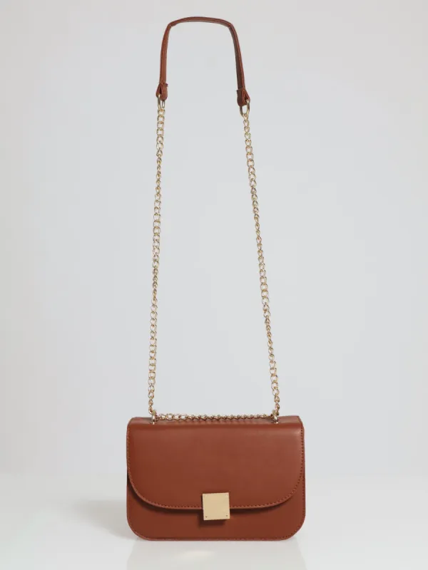 Gold Clasp Sachel Bag - Brown sold by Edgars