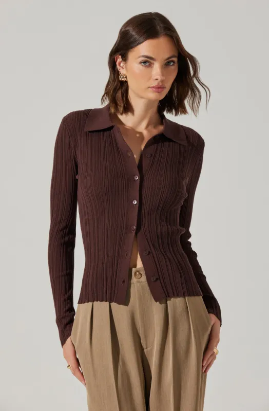 Eliot Collared Button-Up Sweater sold by Astr