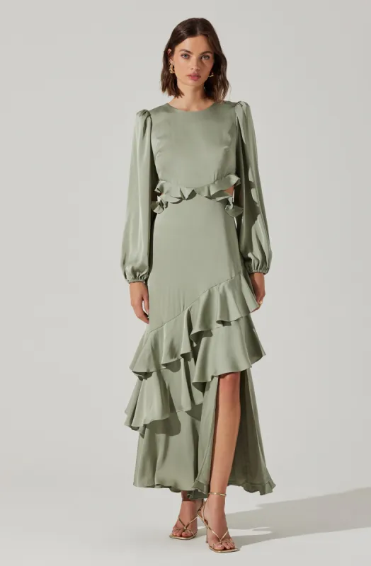Biella Ruffle Detail Maxi Dress sold by Astr