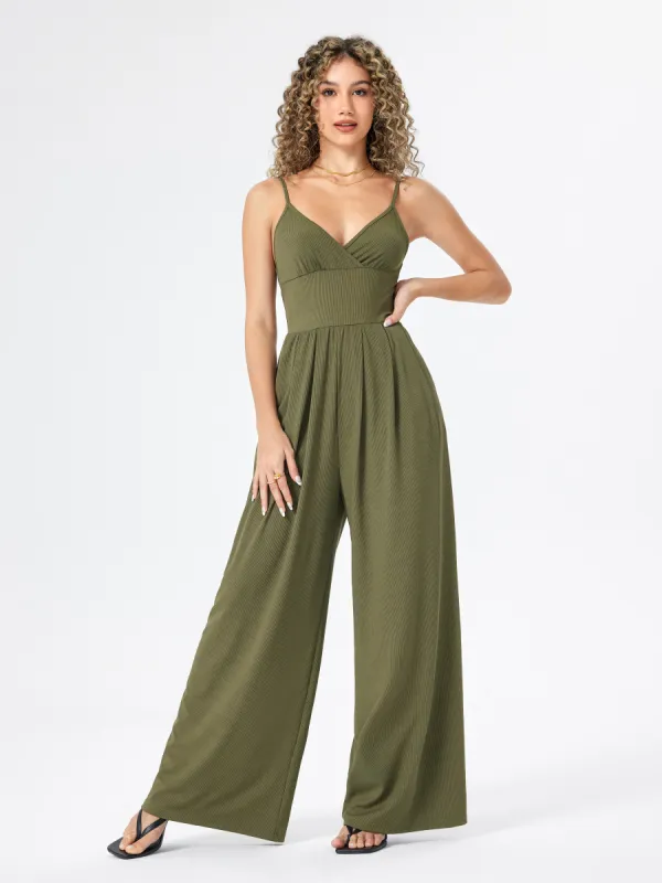 V-neck Cami Wide Leg Jumpsuit sold by Cider