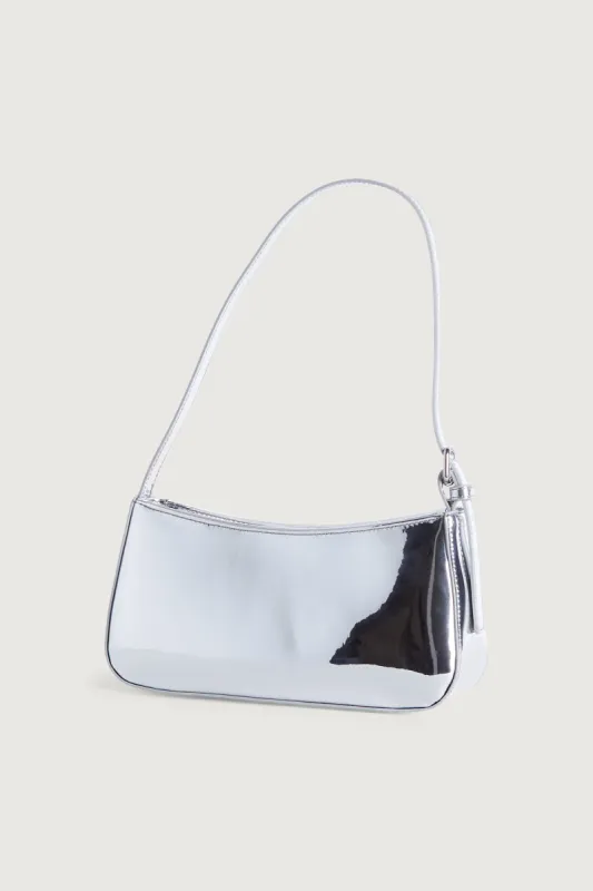 SILVER VINYL SHOULDER BAG sold by OAK AND FORT