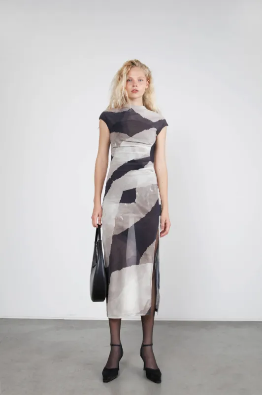 MAXI DRESS WITH ABSTRACT PRINT sold by OAK AND FORT
