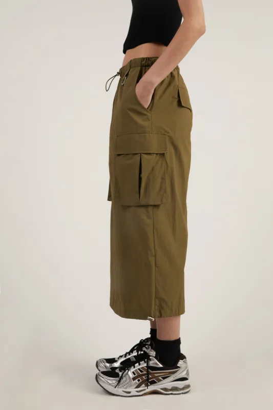 NYLON MAXI CARGO SKIRT sold by OAK AND FORT