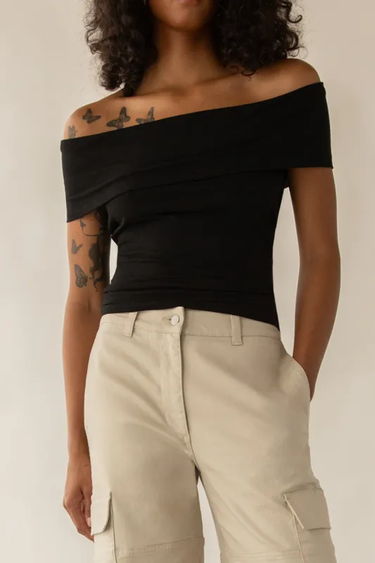 OFF SHOULDER KNIT TOP sold by OAK AND FORT