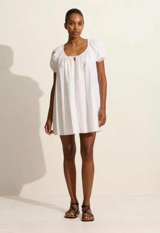 Drawcord Mini Dress - White sold by Matteau