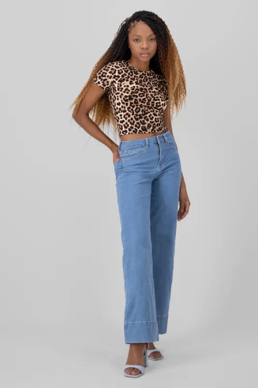 Jeans wide leg dobladillo sold by Shasa