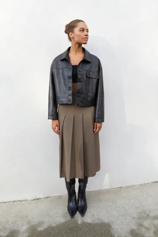 VEGAN LEATHER COLLARED JACKET sold by OAK AND FORT