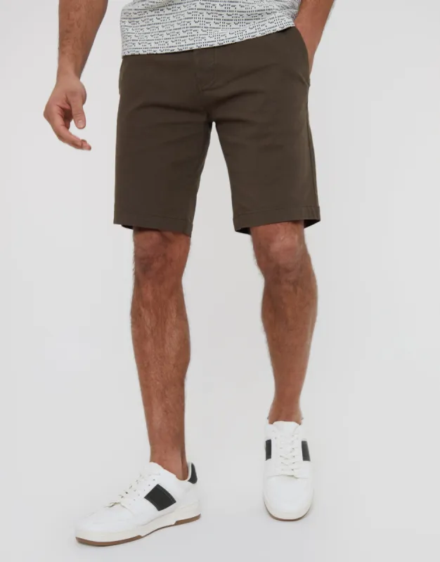 Chocolate Brown Slim Fit Chino Shorts sold by Threadbare