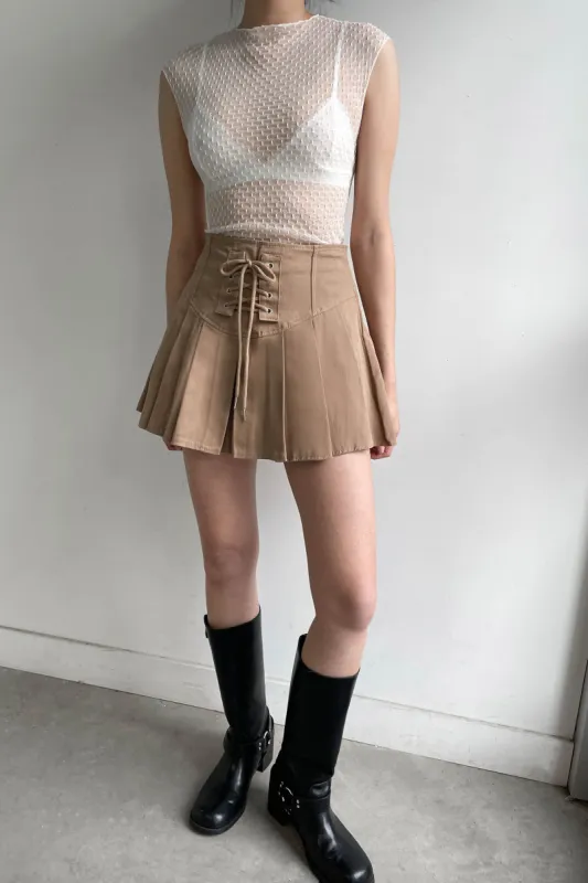 PLEATED TWILL MINI SKIRT sold by OAK AND FORT