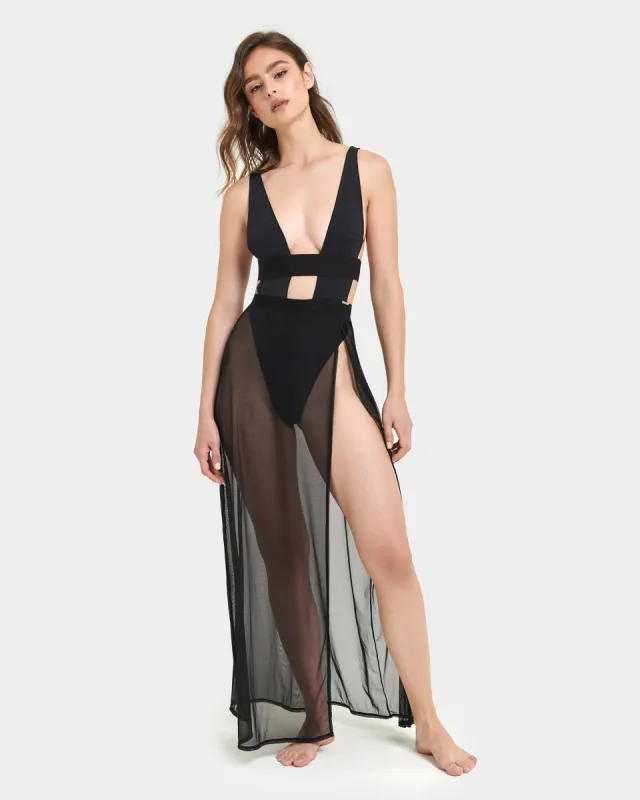 Topaz Long Chemise Black sold by Bluebella