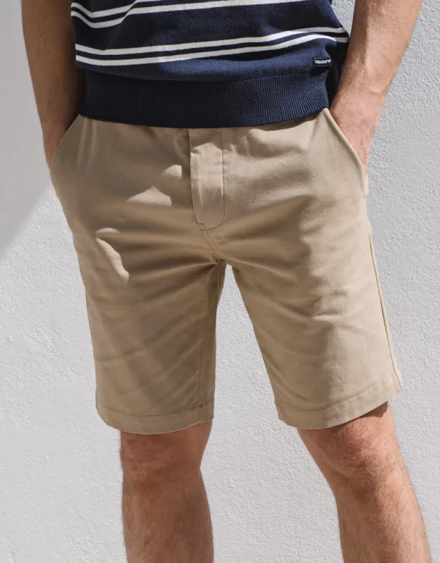 Stone Belted Chino Shorts sold by Threadbare