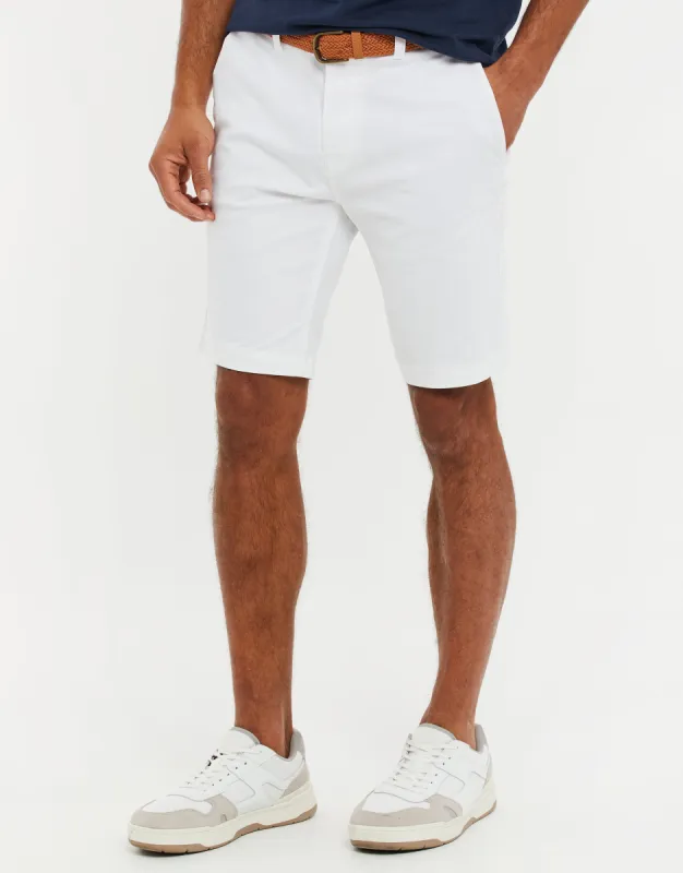 Threadbare Men's White Belted Chino Shorts sold by Threadbare