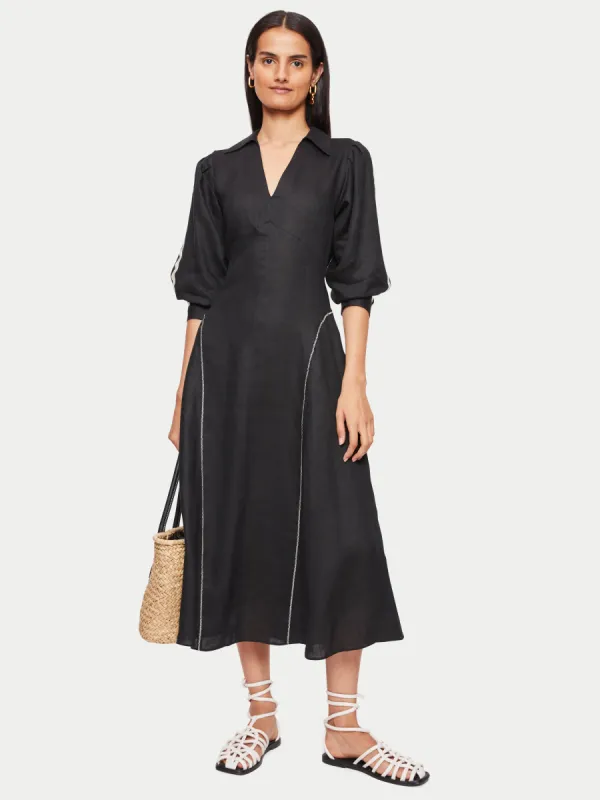 Linen Ric Rac Dress | Black sold by Jigsaw