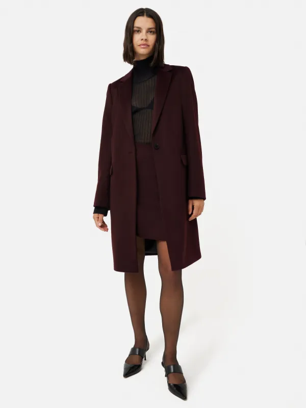 Relaxed Wool City Coat | Oxblood sold by Jigsaw