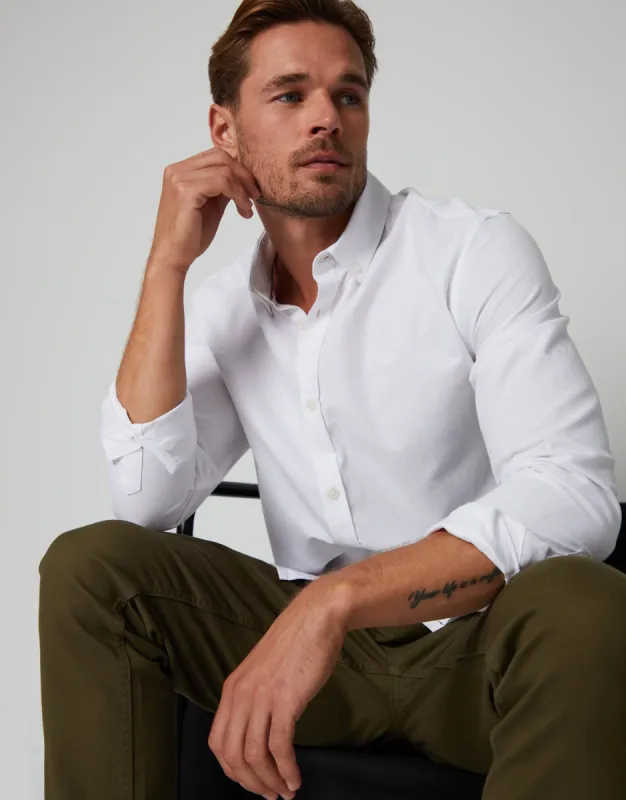 Threadbare Men's White Cotton Long Sleeve Slim Fit Shirt sold by Threadbare