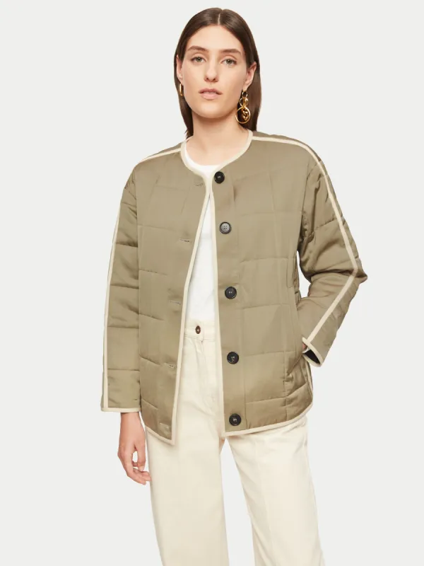 Kinley Quilt Jacket | Khaki sold by Jigsaw