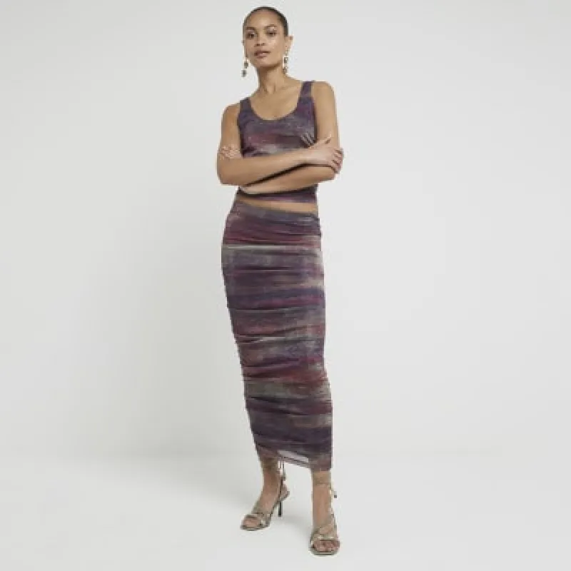 Purple ombre mesh midi skirt sold by River Island