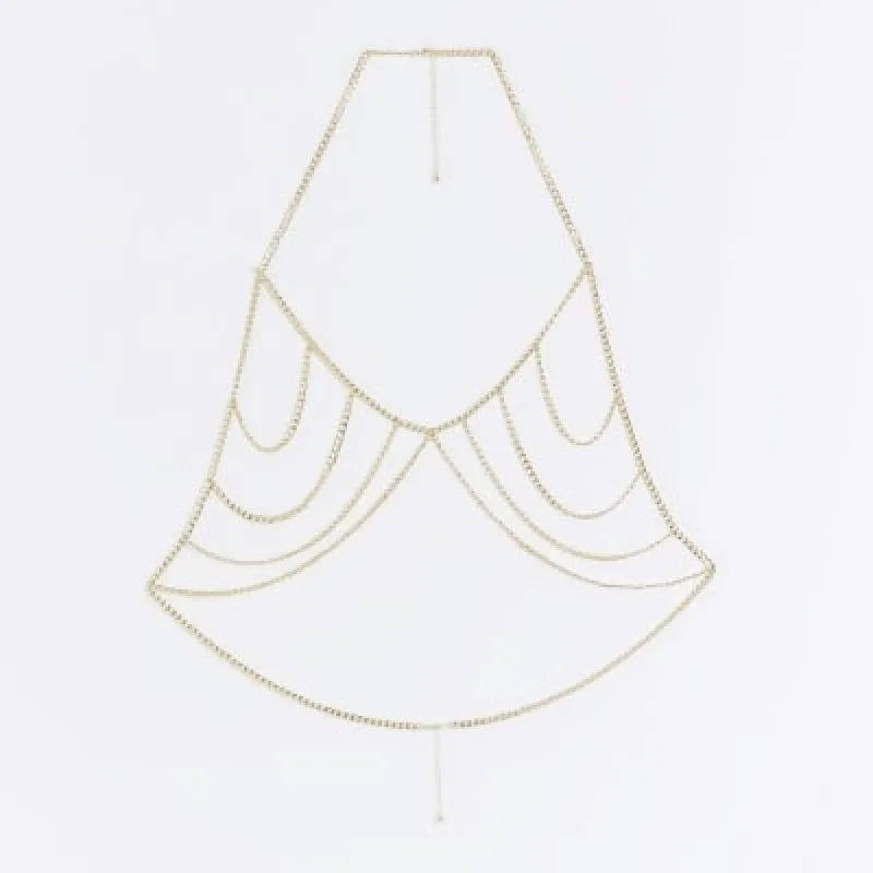 Gold Chain Bra Body Chain sold by River Island