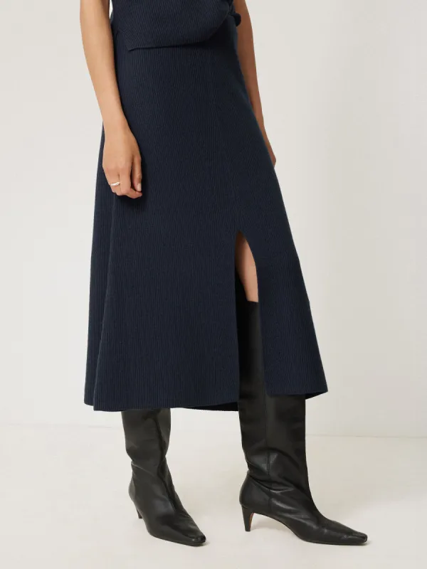 Cotton Blend Knitted Skirt | Navy sold by Jigsaw