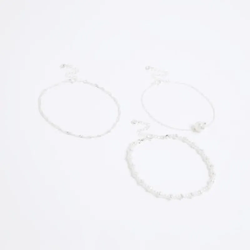 Silver pearl anklet multipack sold by River Island